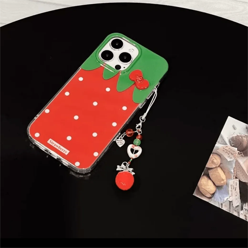Strawberry Crystal Bowknot iPhone Case
