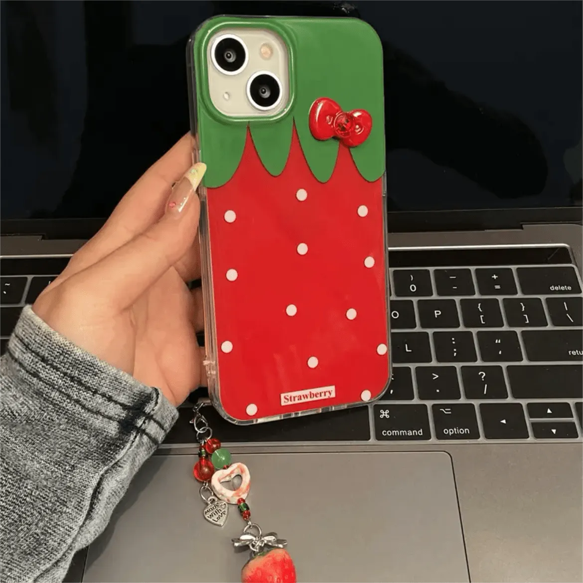Strawberry Crystal Bowknot iPhone Case