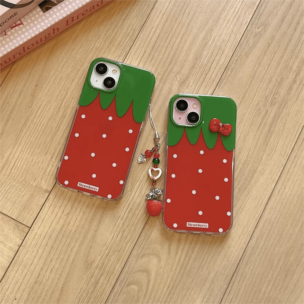 Strawberry Crystal Bowknot iPhone Case