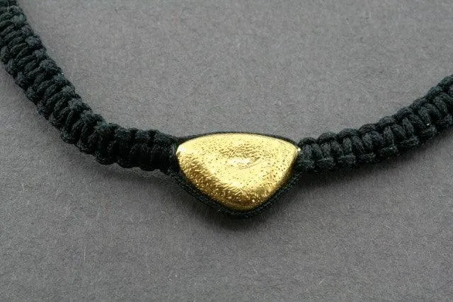 string bracelet - triangle pebble - gold sparkle