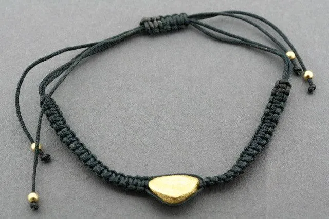 string bracelet - triangle pebble - gold sparkle
