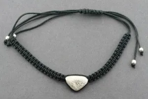 string bracelet - triangle pebble - sliver sparkle