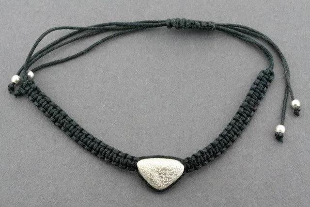 string bracelet - triangle pebble - sliver sparkle