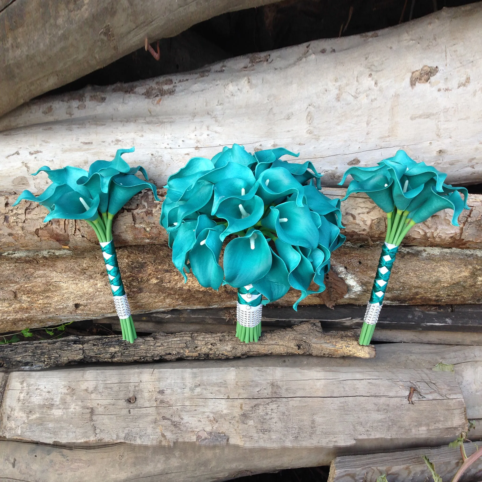 Teal Wedding Bouquets for Bridal Bridesmaids