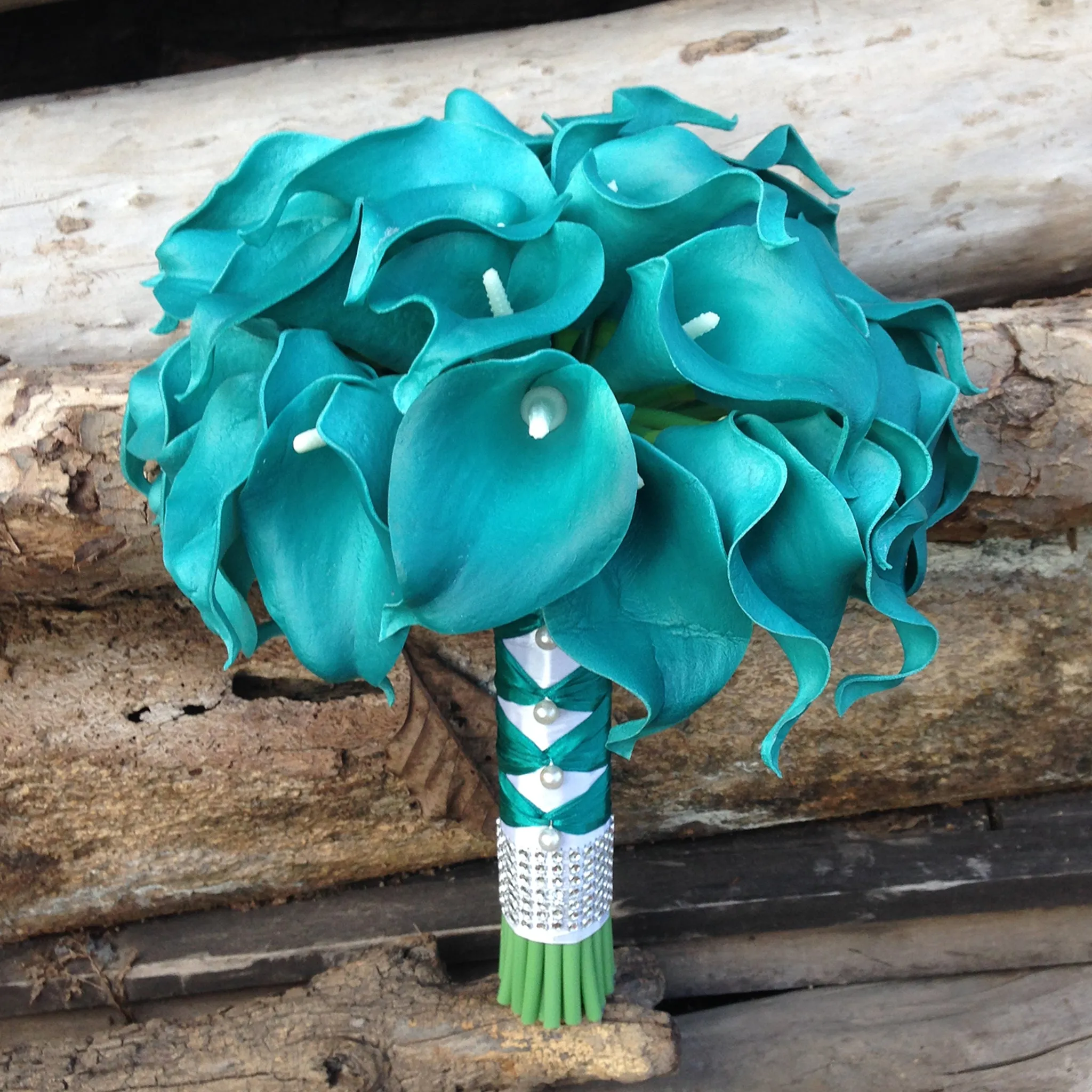 Teal Wedding Bouquets for Bridal Bridesmaids