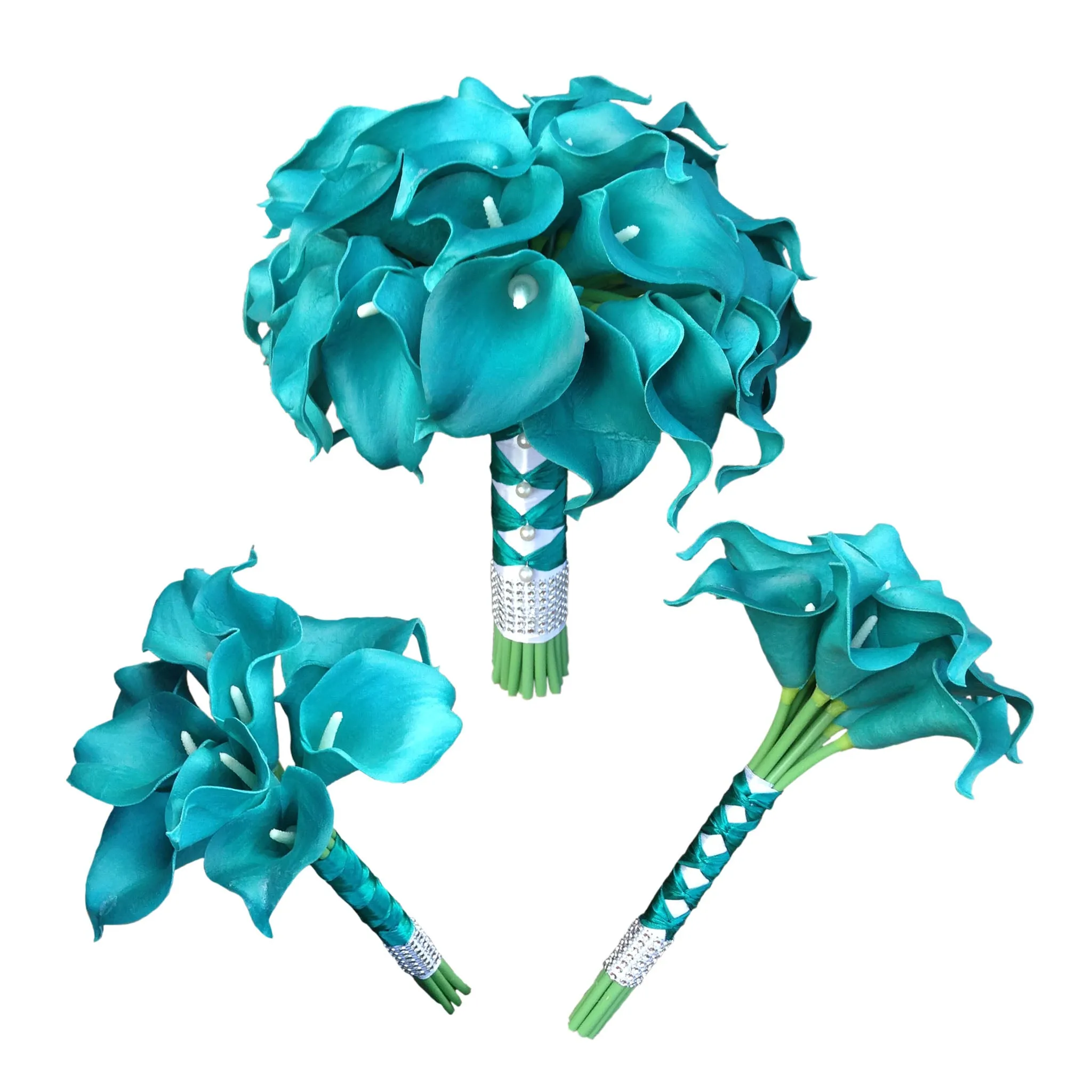 Teal Wedding Bouquets for Bridal Bridesmaids
