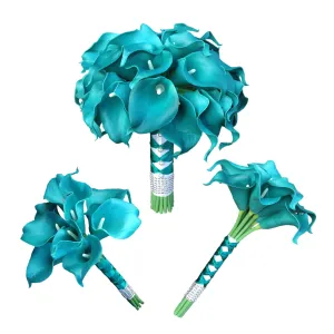 Teal Wedding Bouquets for Bridal Bridesmaids