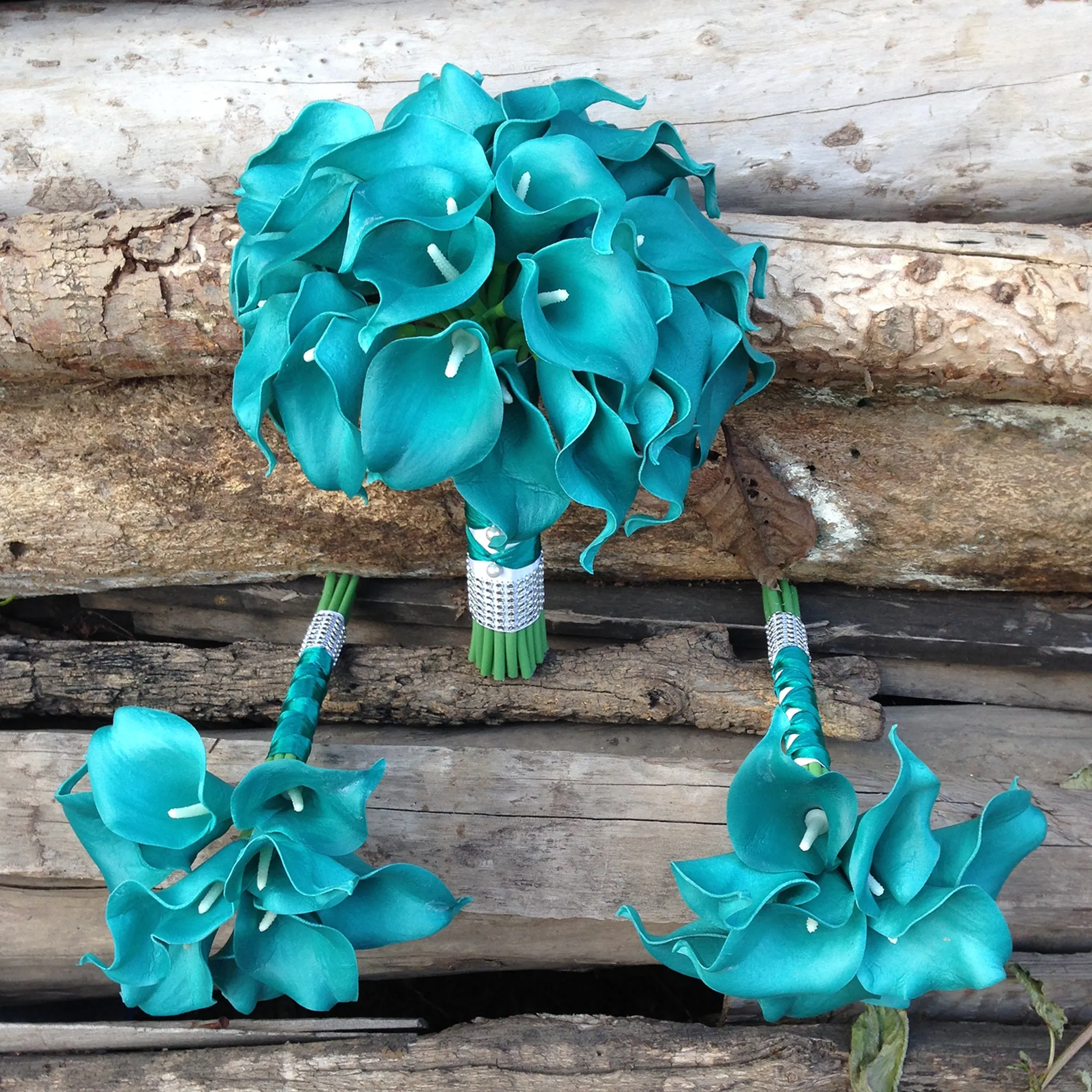 Teal Wedding Bouquets for Bridal Bridesmaids