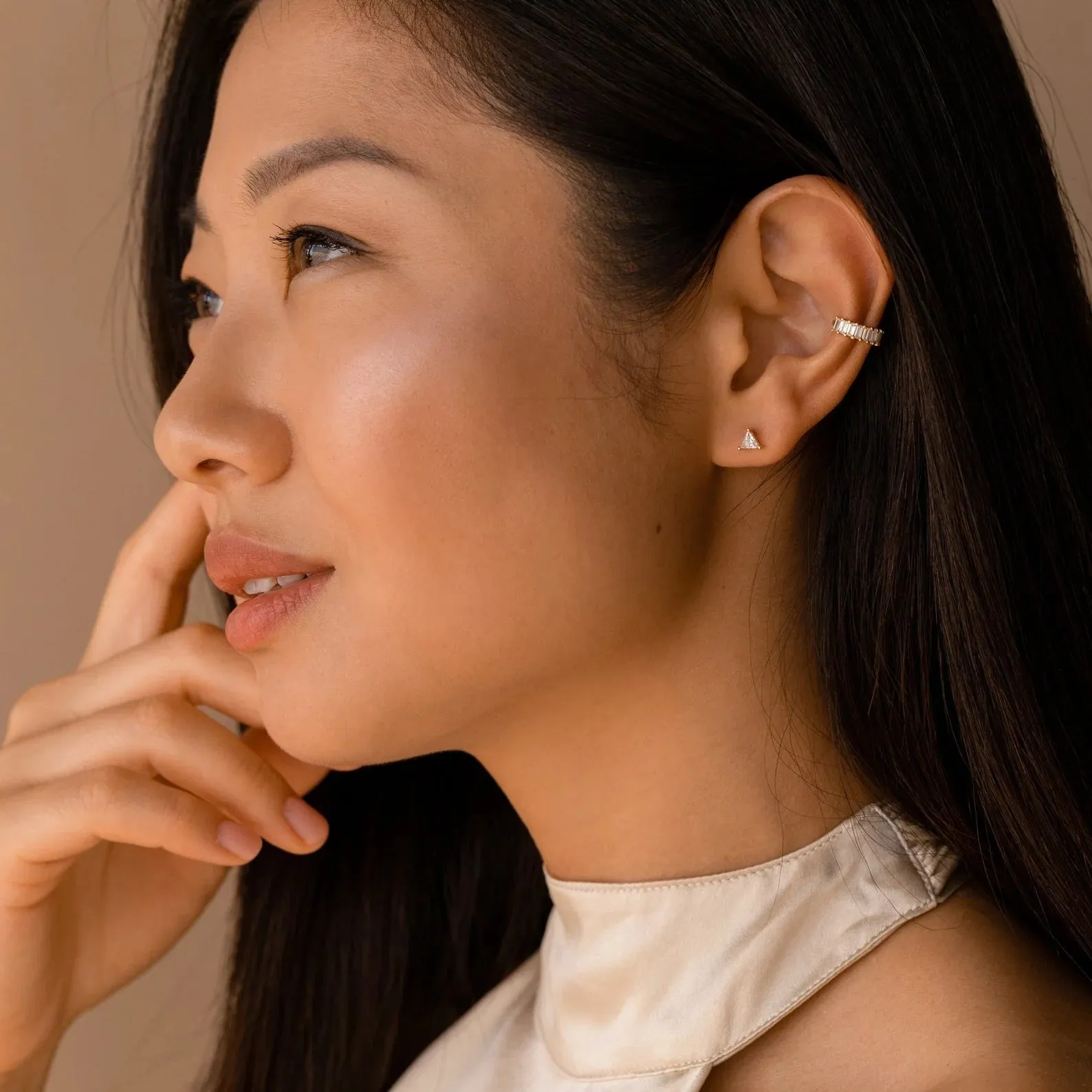 That's the Point Triangle Zircon Ear Studs