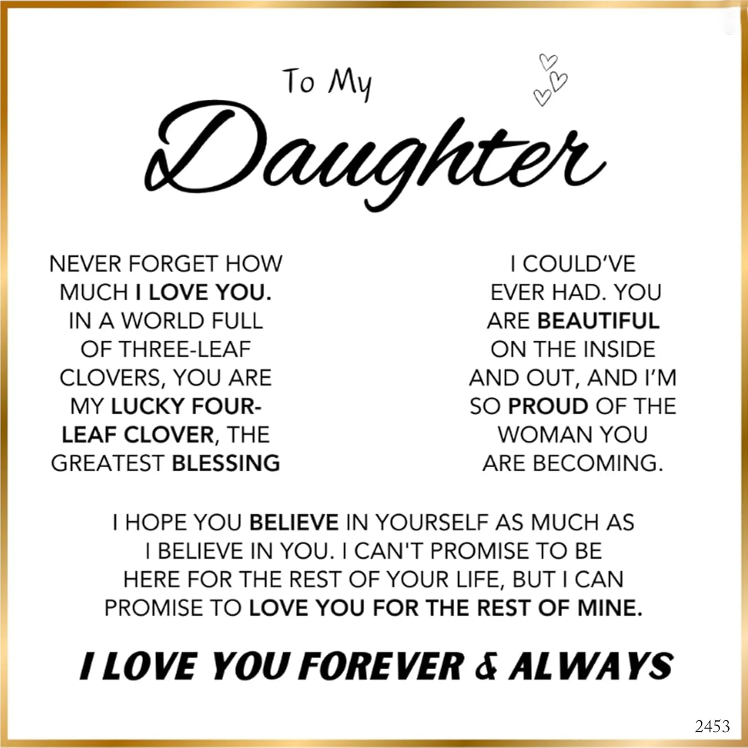 To My Daughter Necklace from Mom,4-Leaf Lucky Preserved Real Rose Necklace for Granddaughter/Sister/Daughter-in-Law/Bonus/Mom/Niece Birthday Mothers'Day