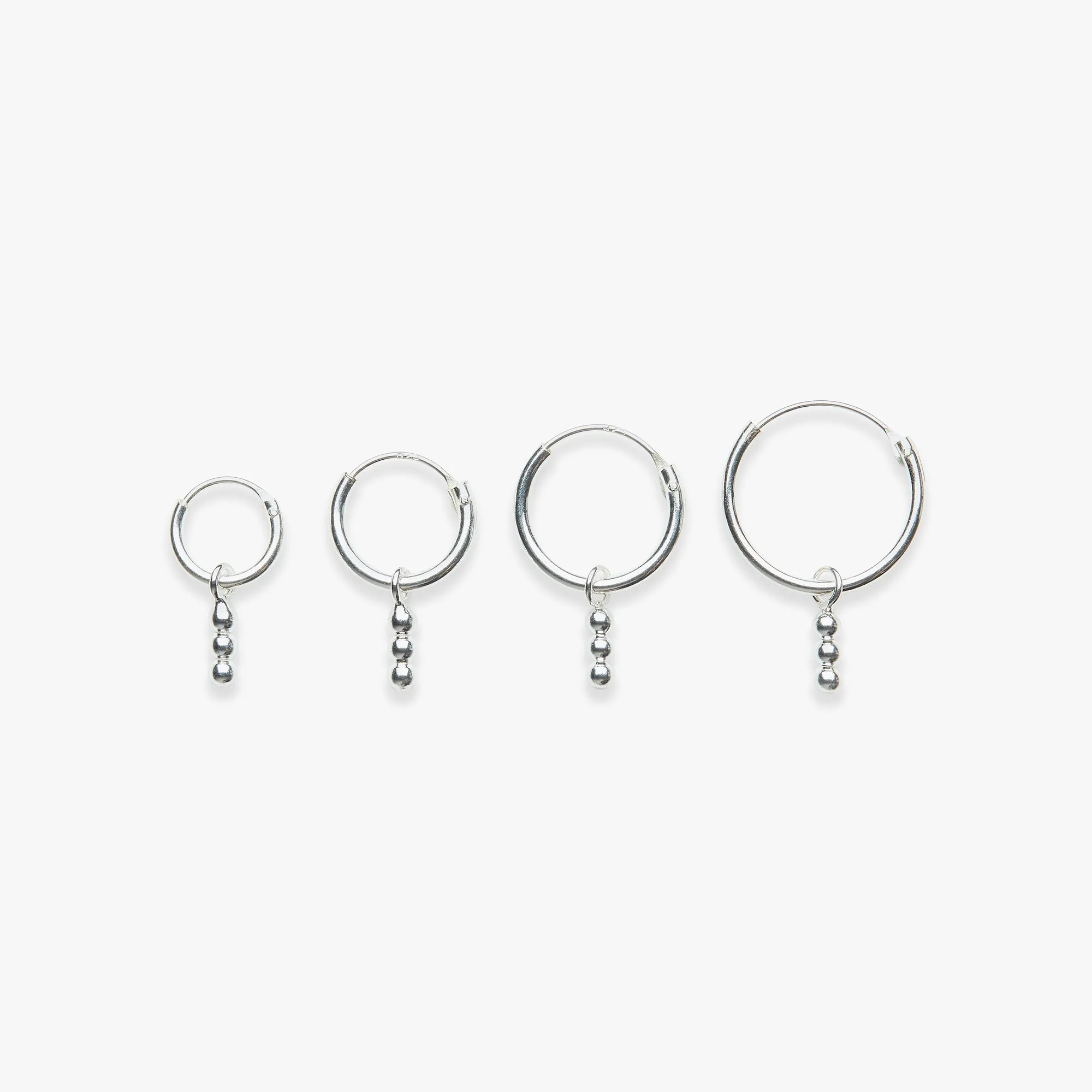 Triple Dot pendant earring silver