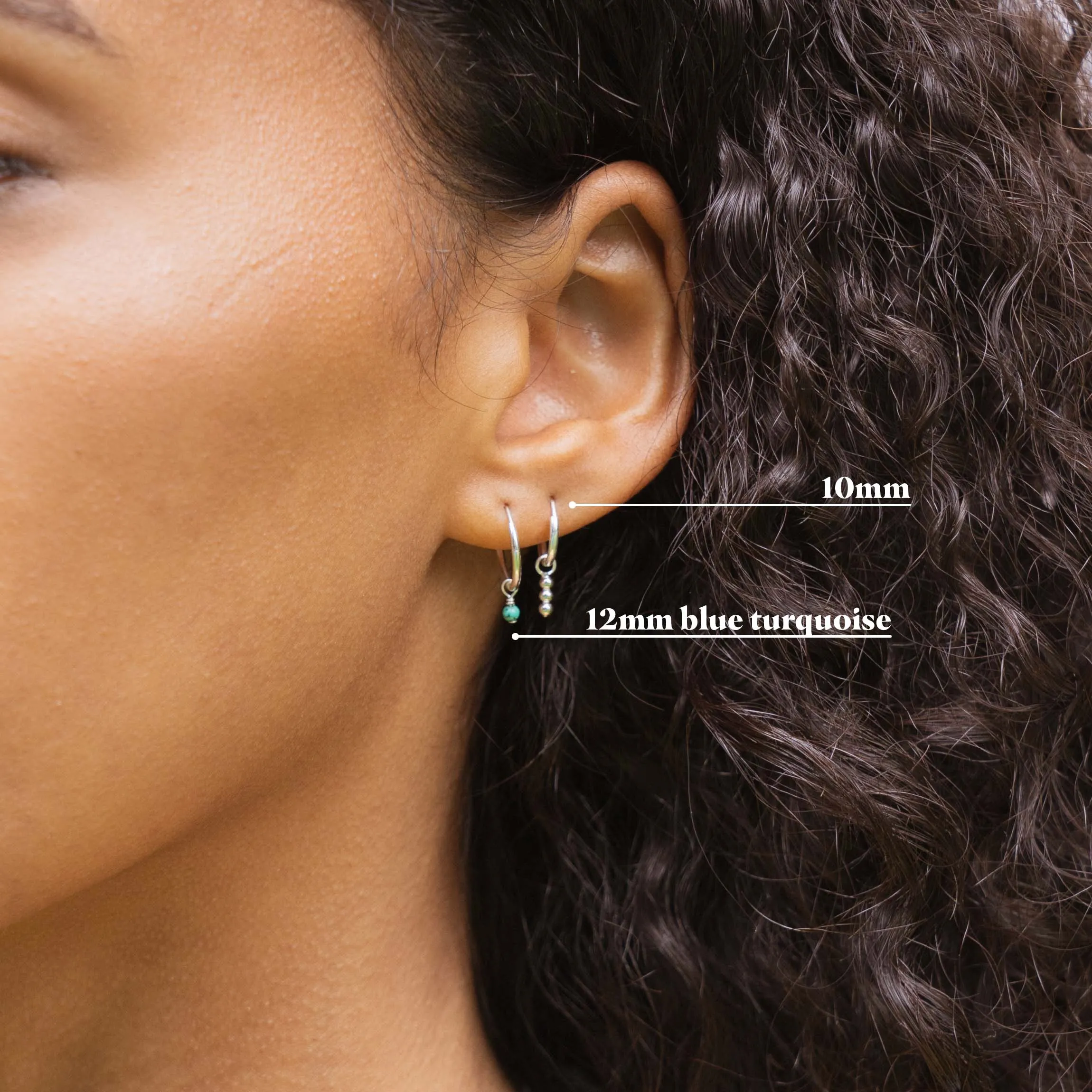 Triple Dot pendant earring silver