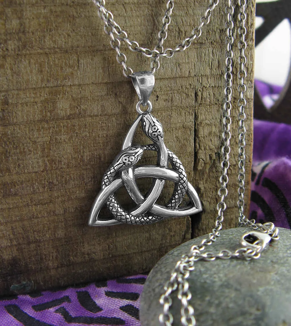Triquetra Knot With Ouroboros Pendant