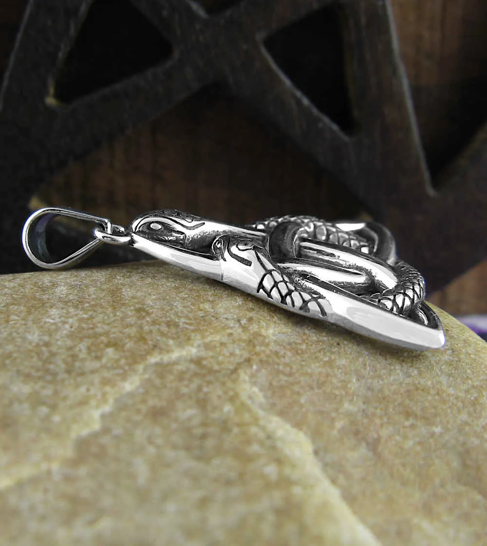 Triquetra Knot With Ouroboros Pendant