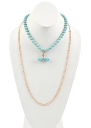Turquoise Wood Pendant Necklace