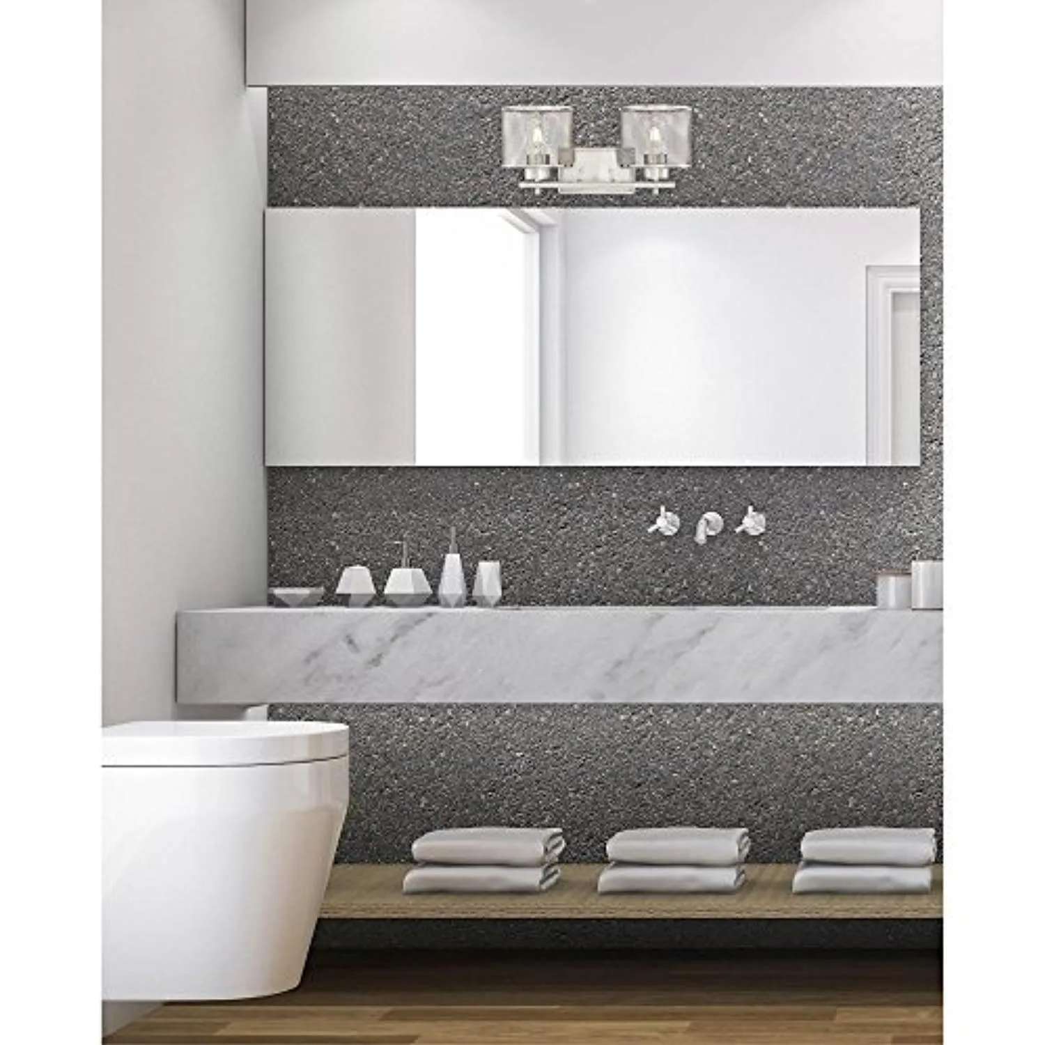 Two-Light Indoor Wall Fixture, Brushed Nickel Finish with Mesh Shades