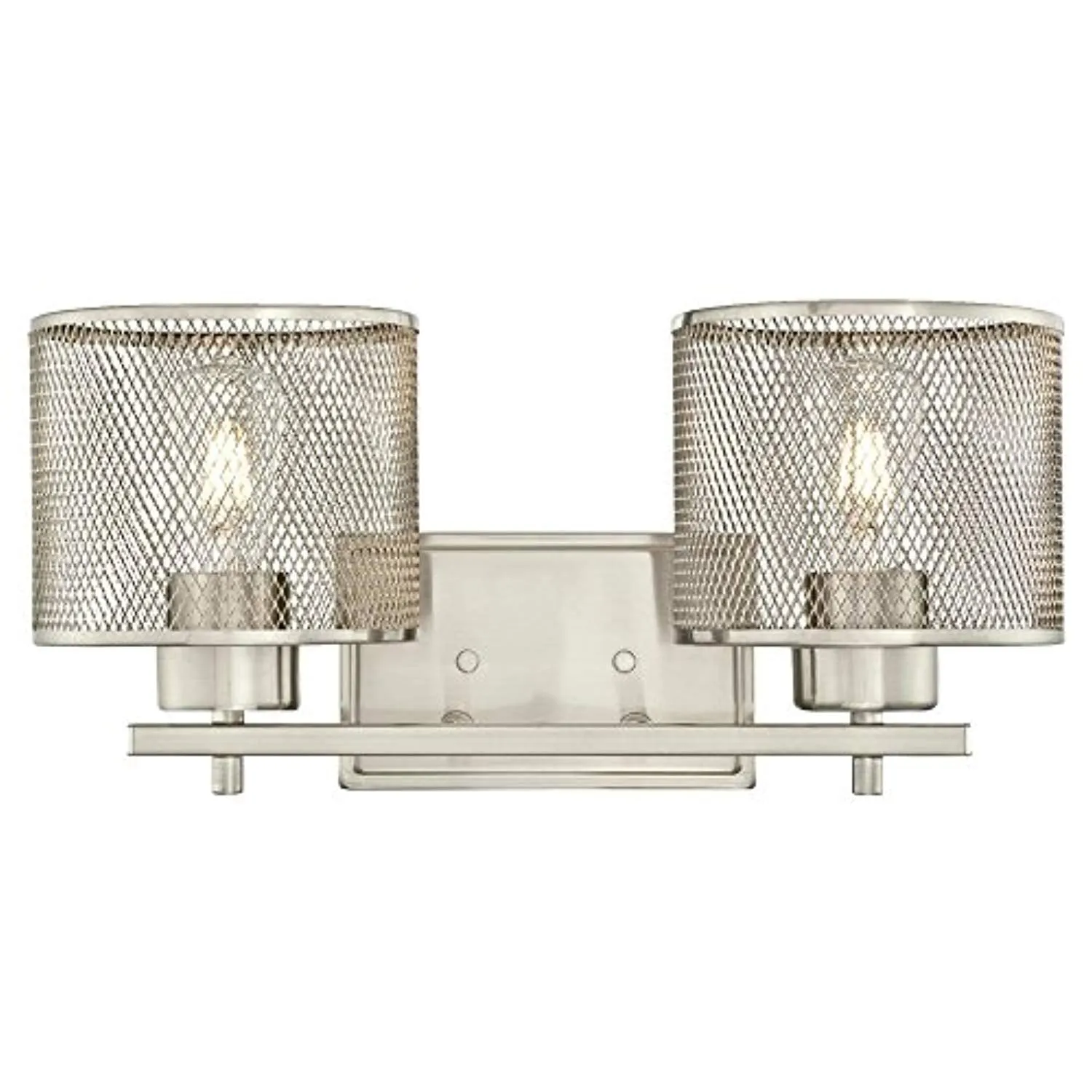 Two-Light Indoor Wall Fixture, Brushed Nickel Finish with Mesh Shades