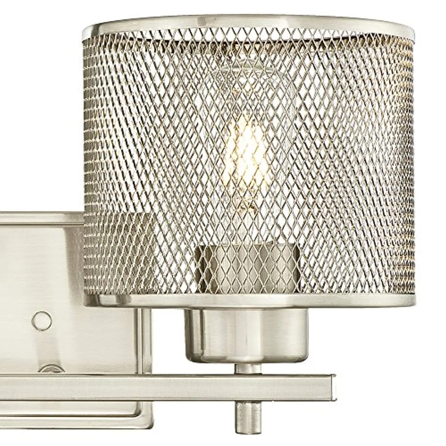 Two-Light Indoor Wall Fixture, Brushed Nickel Finish with Mesh Shades