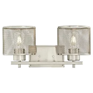 Two-Light Indoor Wall Fixture, Brushed Nickel Finish with Mesh Shades