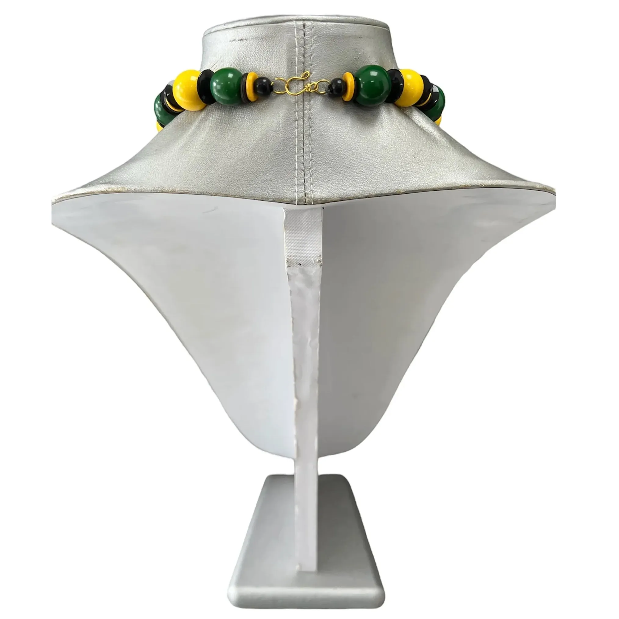 UNISEX Beaded Necklace Set with Brass Face Pendant