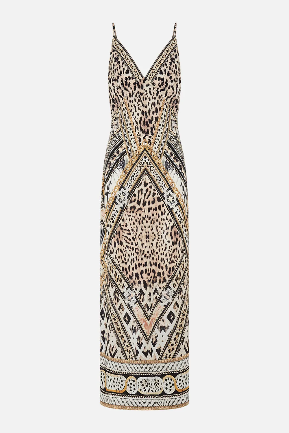 V NECK FULL LENGTH BIAS SLIP DRESS MOSAIC MUSE