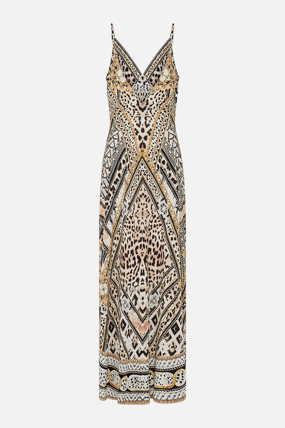 V NECK FULL LENGTH BIAS SLIP DRESS MOSAIC MUSE