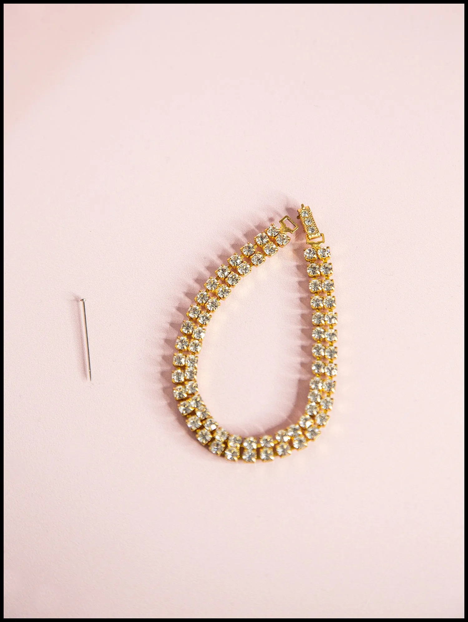 Vintage 1950s Gold Rhinestone Bracelet