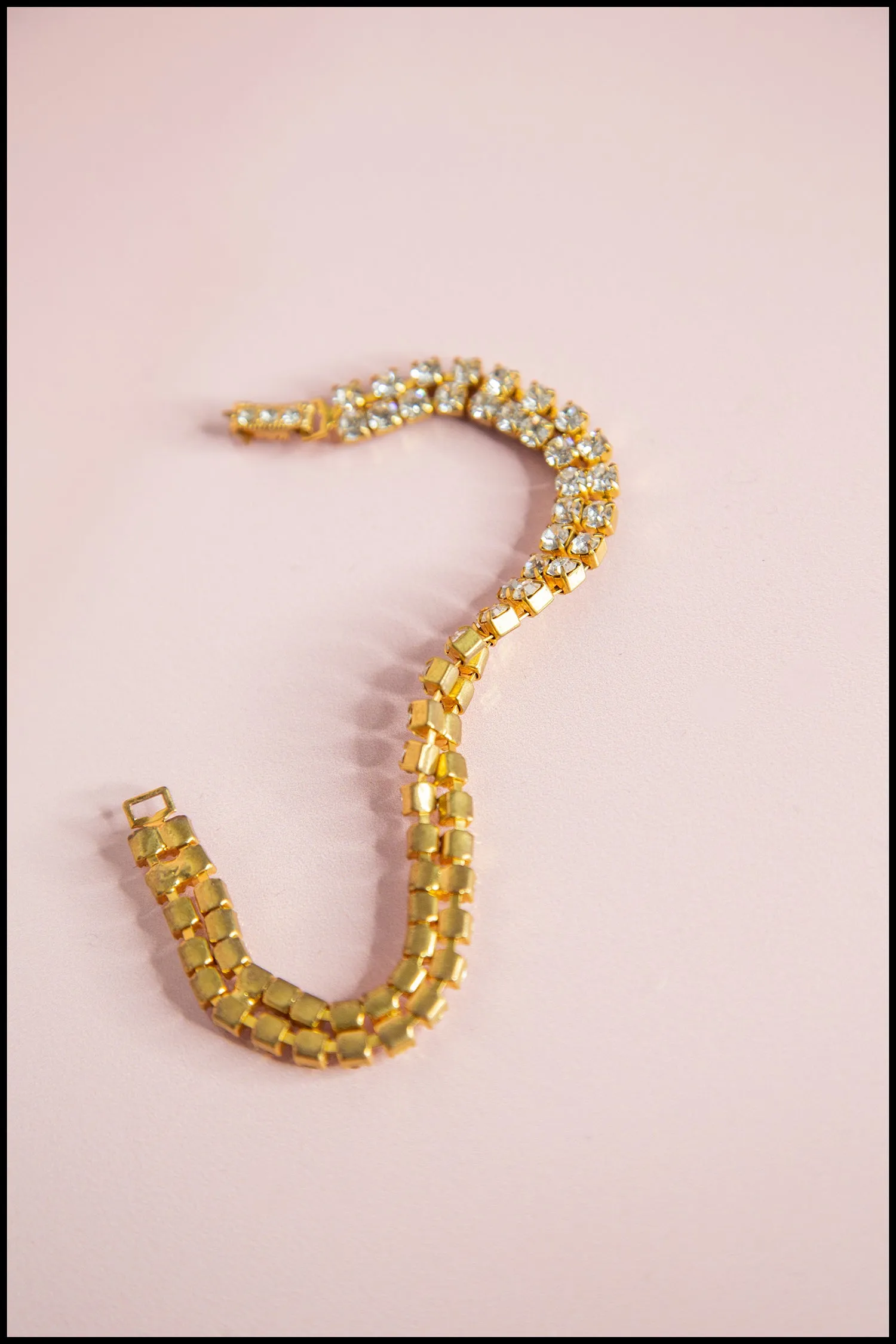 Vintage 1950s Gold Rhinestone Bracelet
