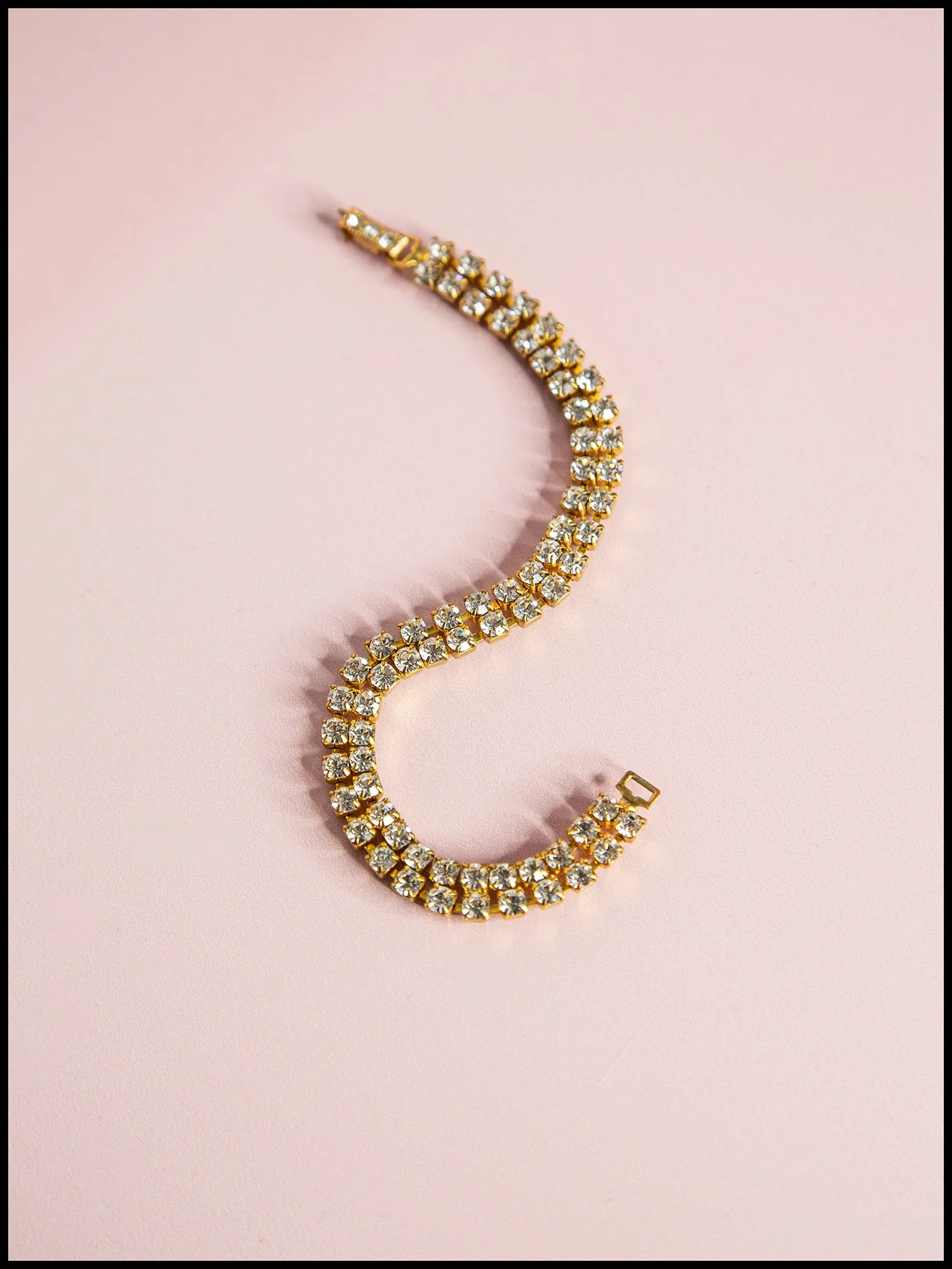 Vintage 1950s Gold Rhinestone Bracelet