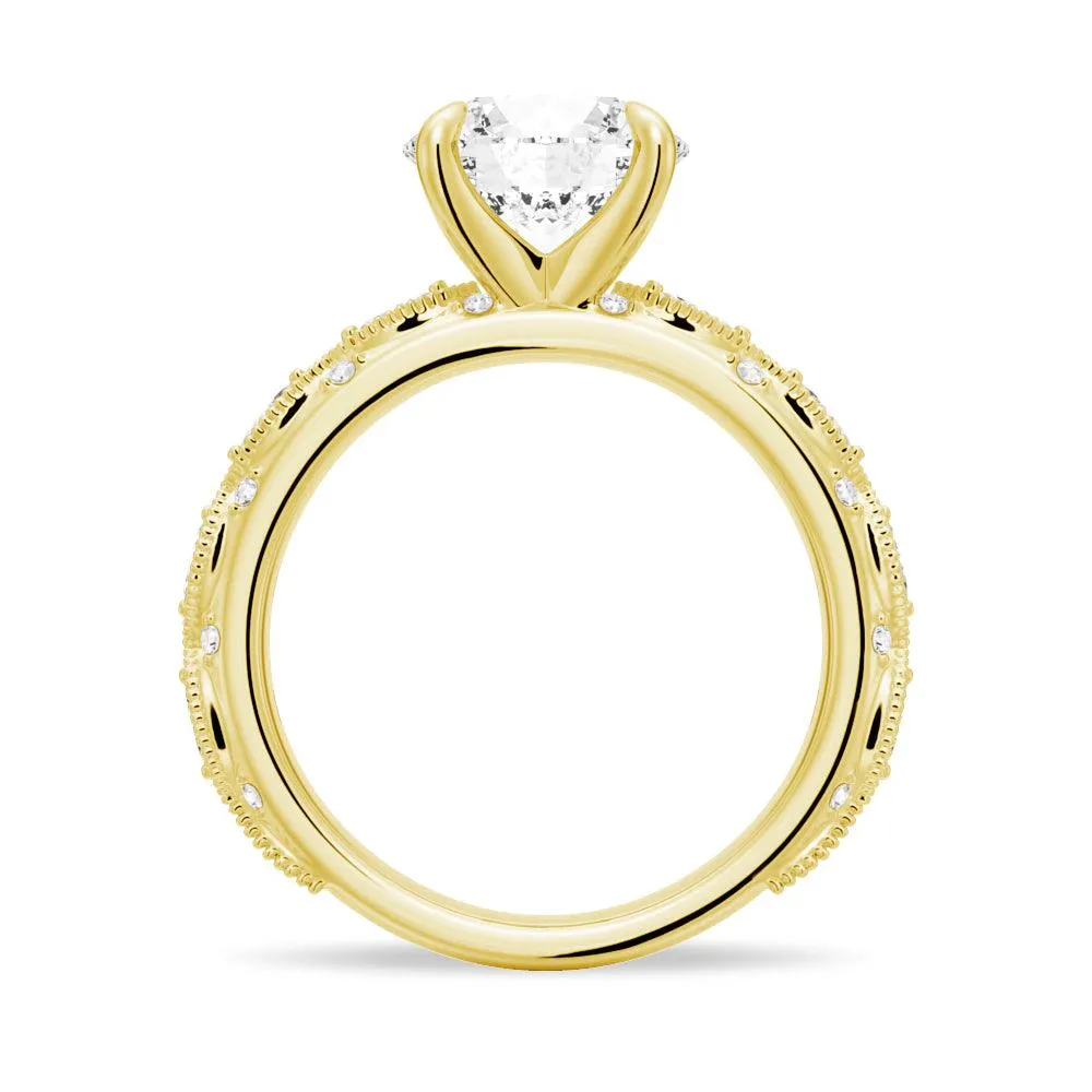 Vintage Infinity Milgrain Round Moissanite Engagement Ring