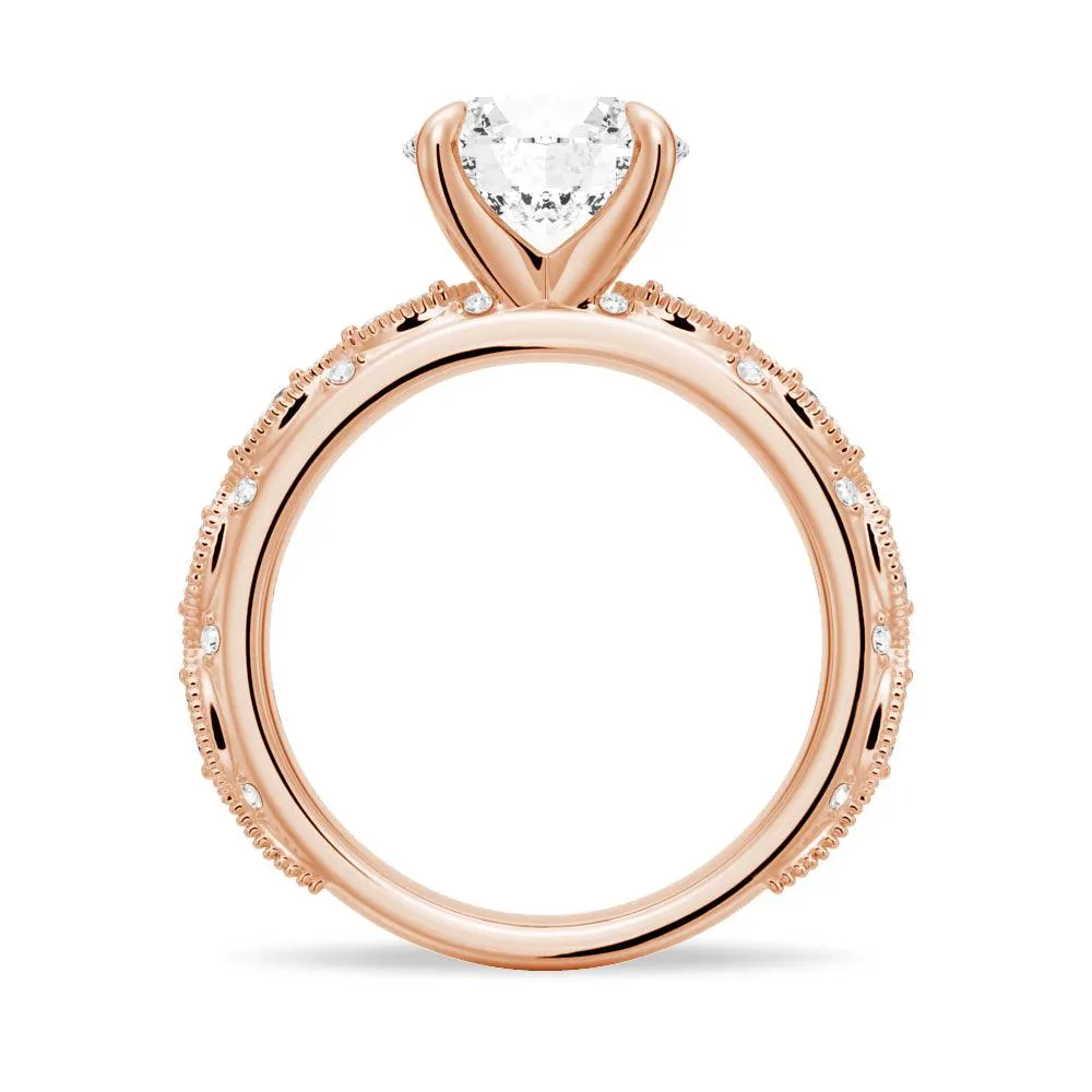 Vintage Infinity Milgrain Round Moissanite Engagement Ring