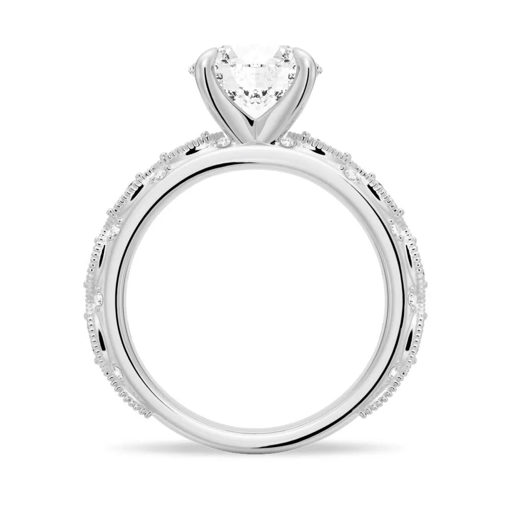 Vintage Infinity Milgrain Round Moissanite Engagement Ring