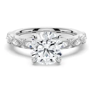 Vintage Infinity Milgrain Round Moissanite Engagement Ring