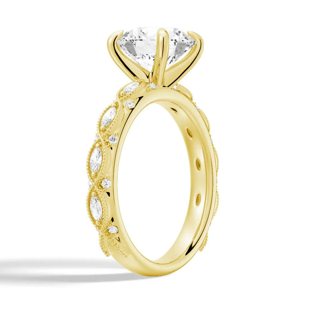Vintage Infinity Milgrain Round Moissanite Engagement Ring