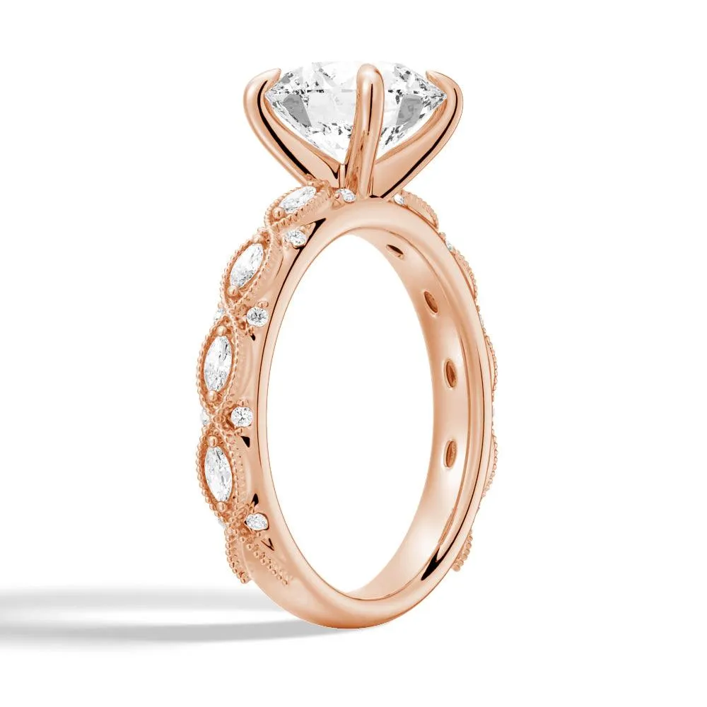 Vintage Infinity Milgrain Round Moissanite Engagement Ring