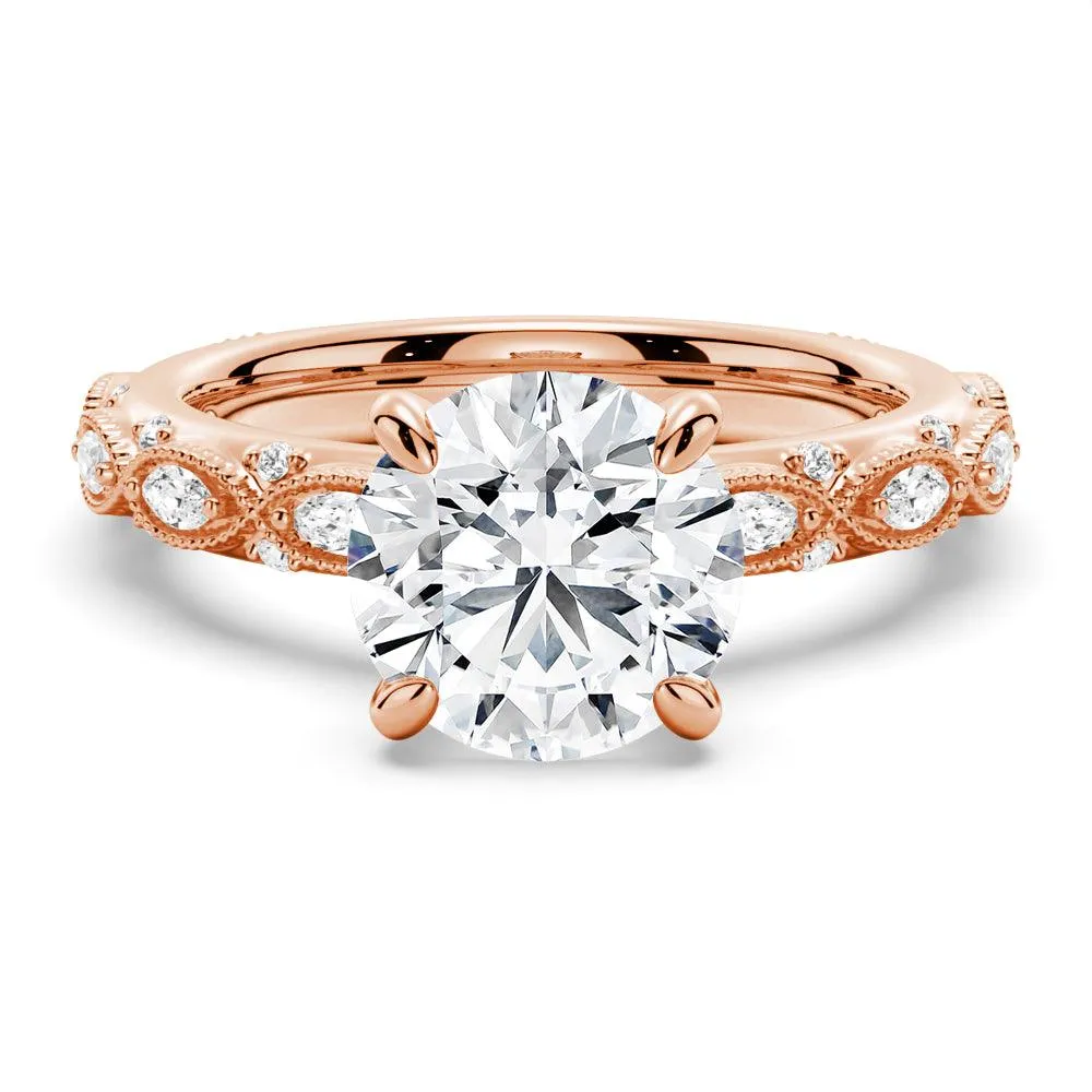 Vintage Infinity Milgrain Round Moissanite Engagement Ring