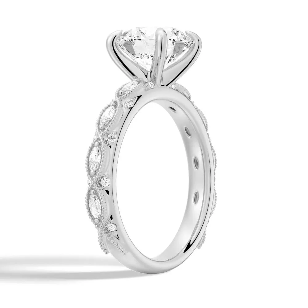 Vintage Infinity Milgrain Round Moissanite Engagement Ring