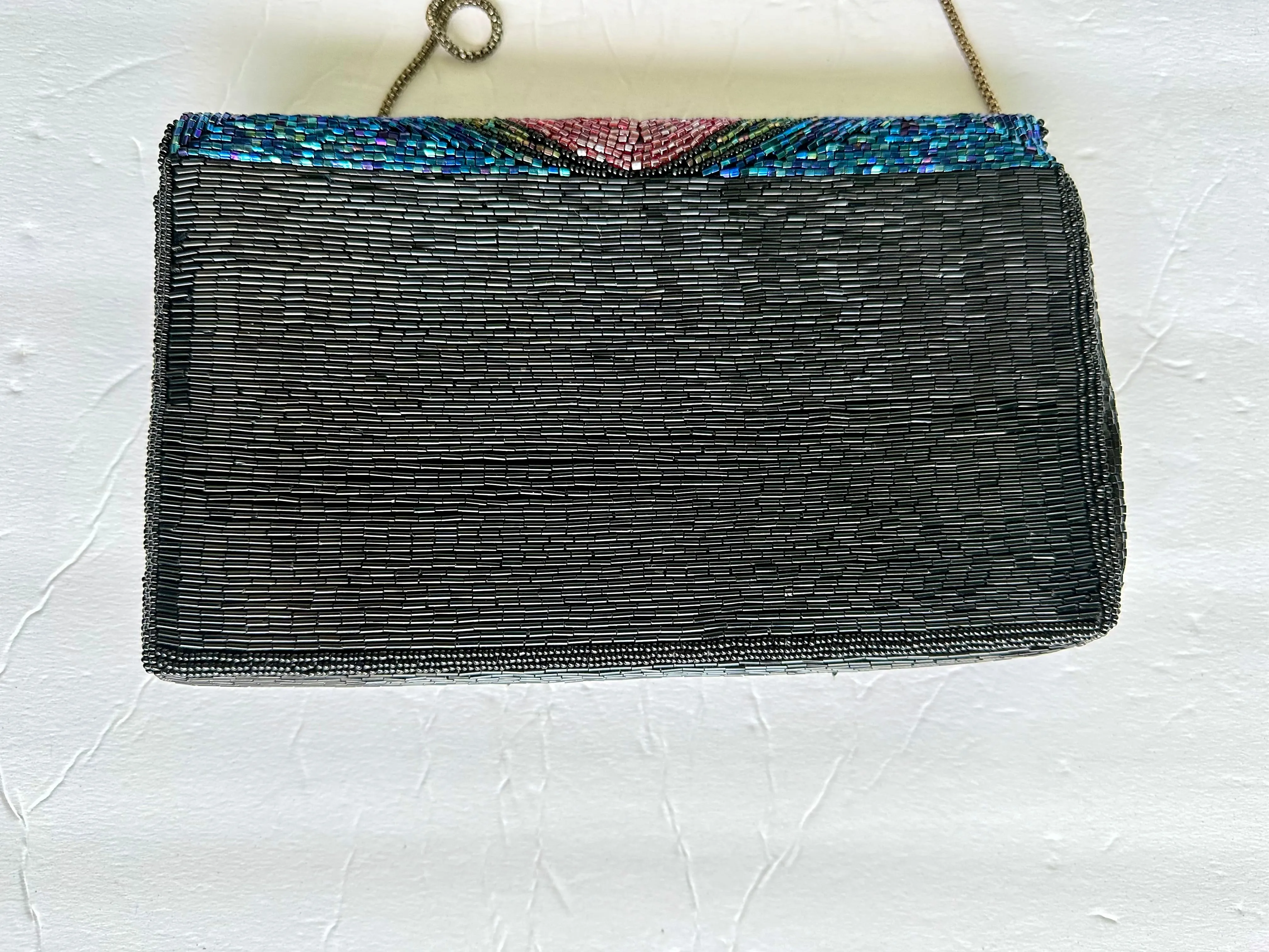 Vintage WALBORG beaded patchwork Avant Garde purse Clutch Mini Fashion