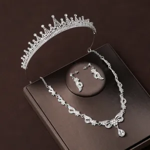 Wedding Crown Headband Bridal Headwear Three-Piece Set High-end Princess Crown