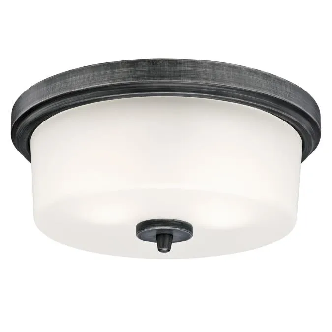 Westinghouse 6325100 2 Light Flush Distressed Aluminum Finish with Frosted Glass