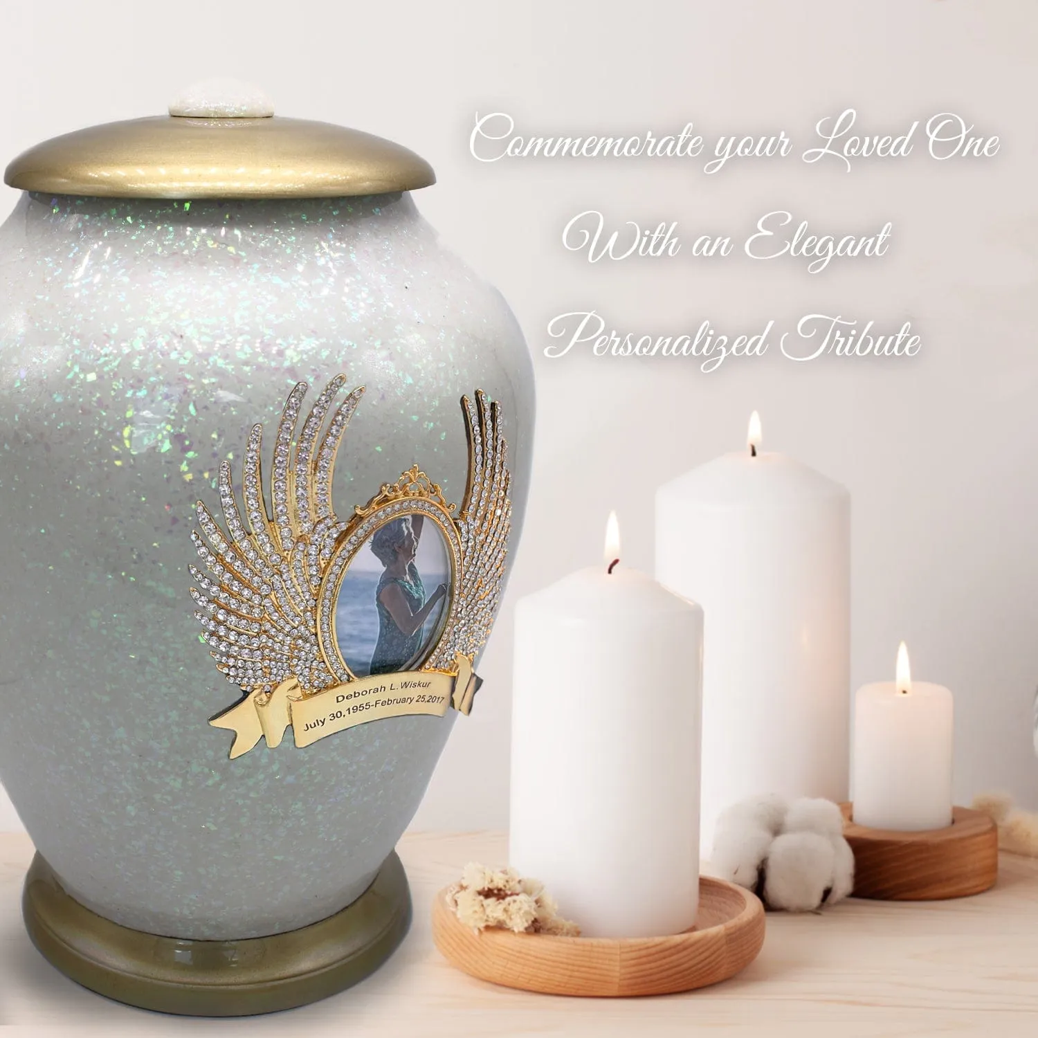 White Sparkle Cremation Urns
