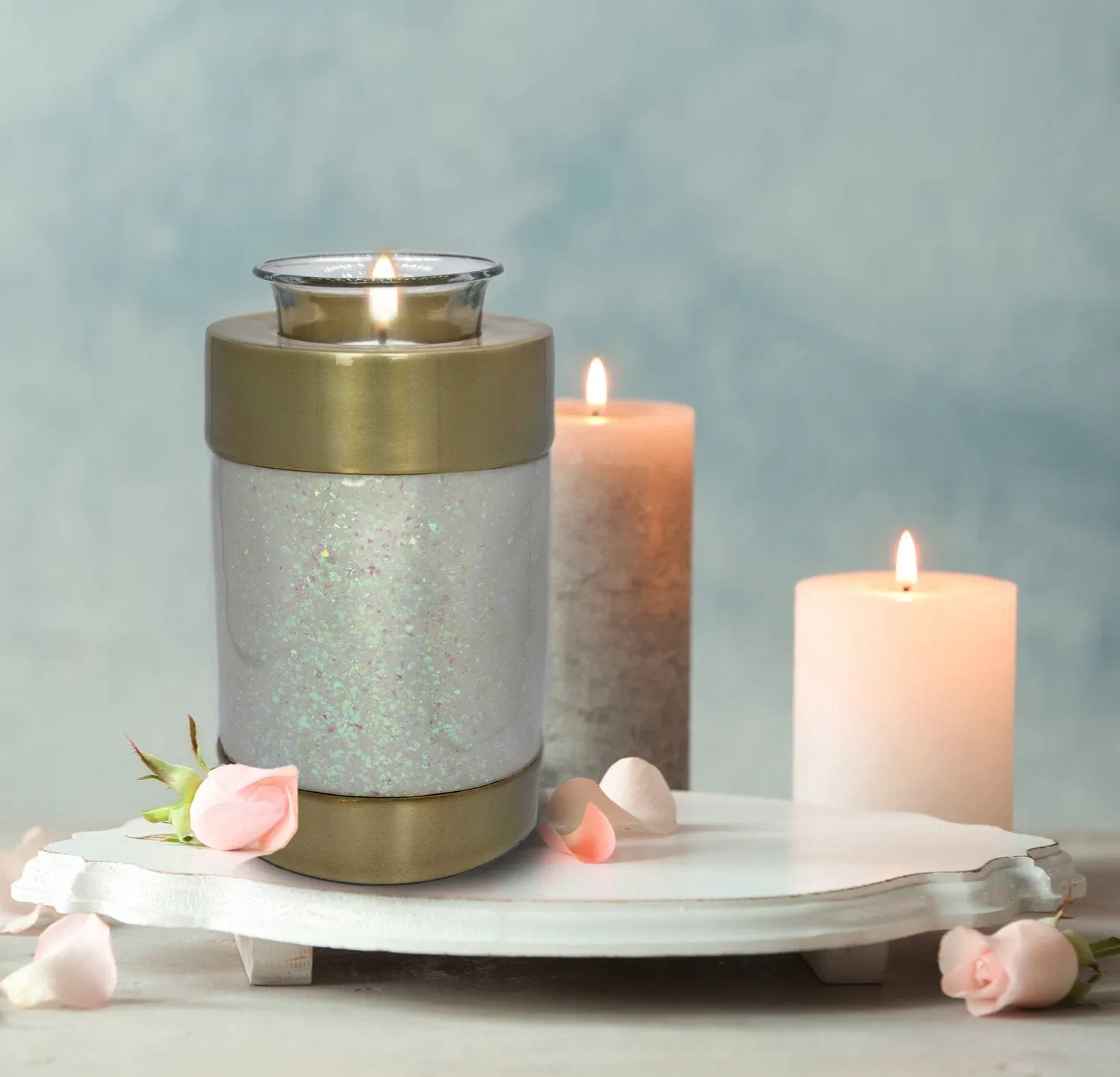White Sparkle Cremation Urns