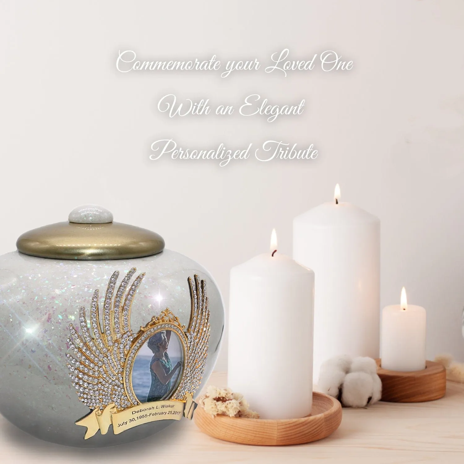 White Sparkle Cremation Urns