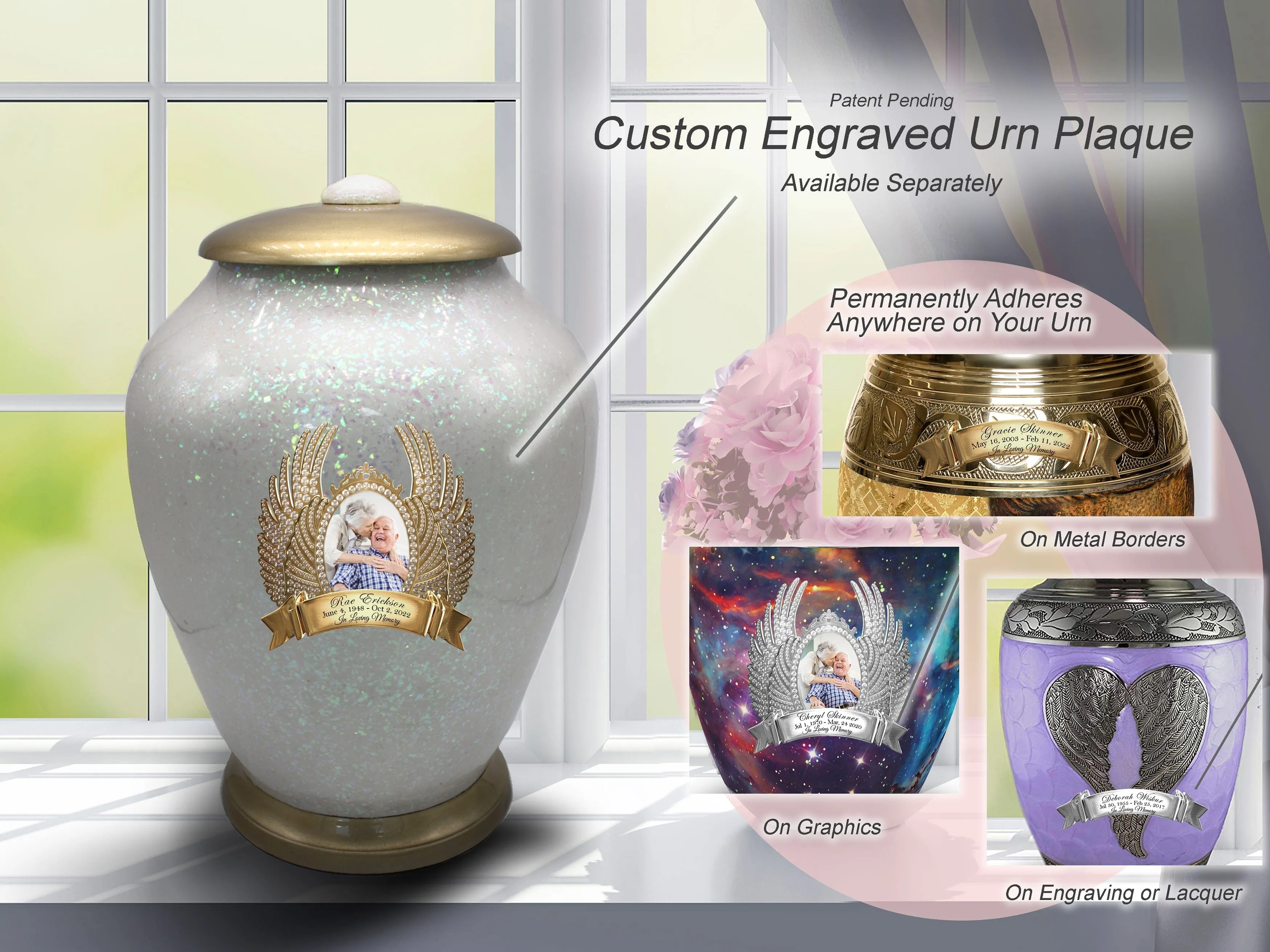 White Sparkle Cremation Urns