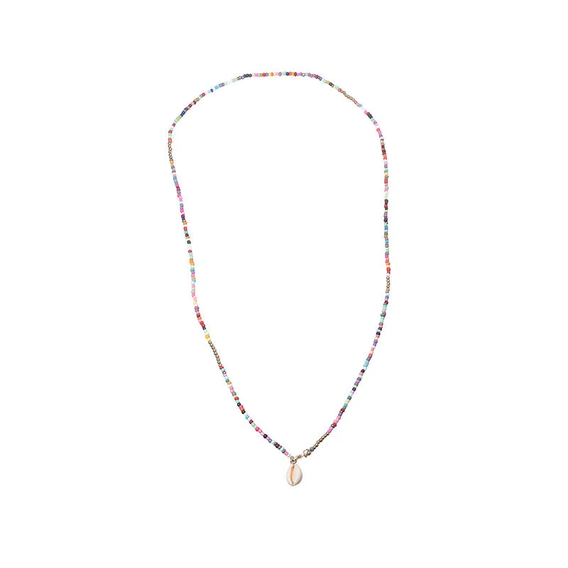 Wholesale Boho Colorful Rice Beads Colorful Shell Alloy Necklace JDC-NE-NZ322