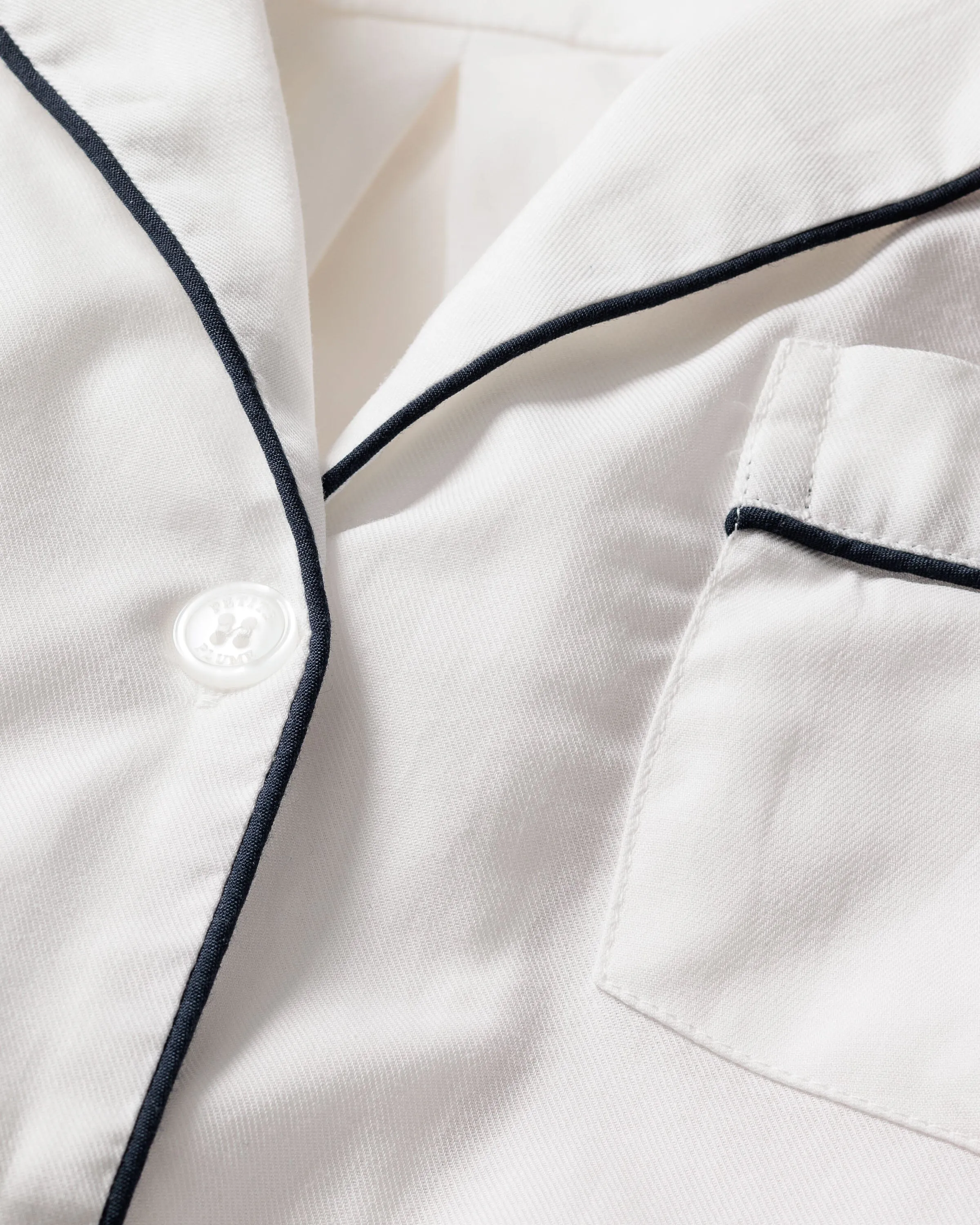 Women's Twill Nightshirt | White with Navy Piping