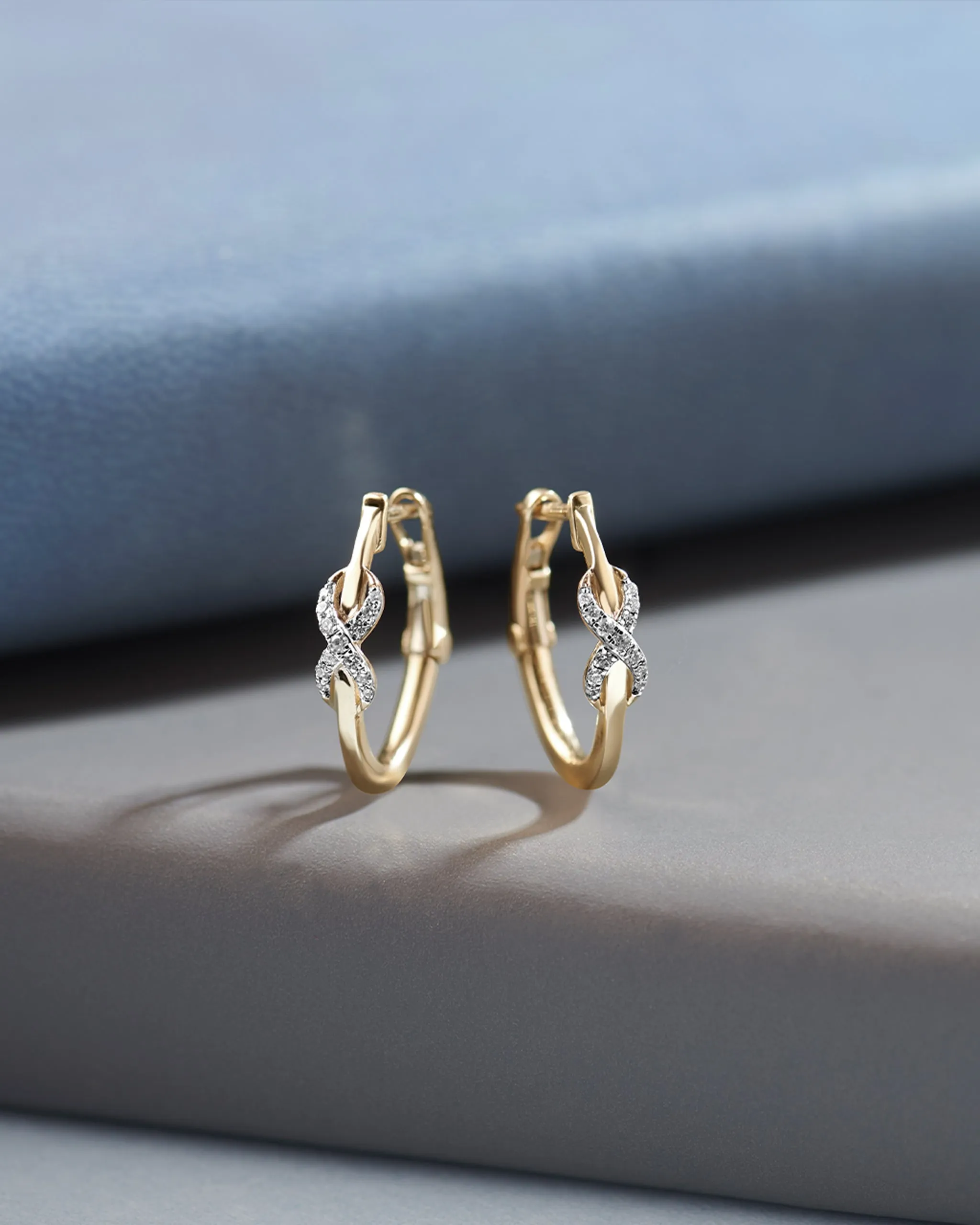 Wrapped Infinity Diamond Hoops