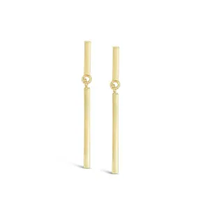 Yellow Gold Plated Bar Drop Earrings