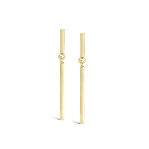 Yellow Gold Plated Bar Drop Earrings