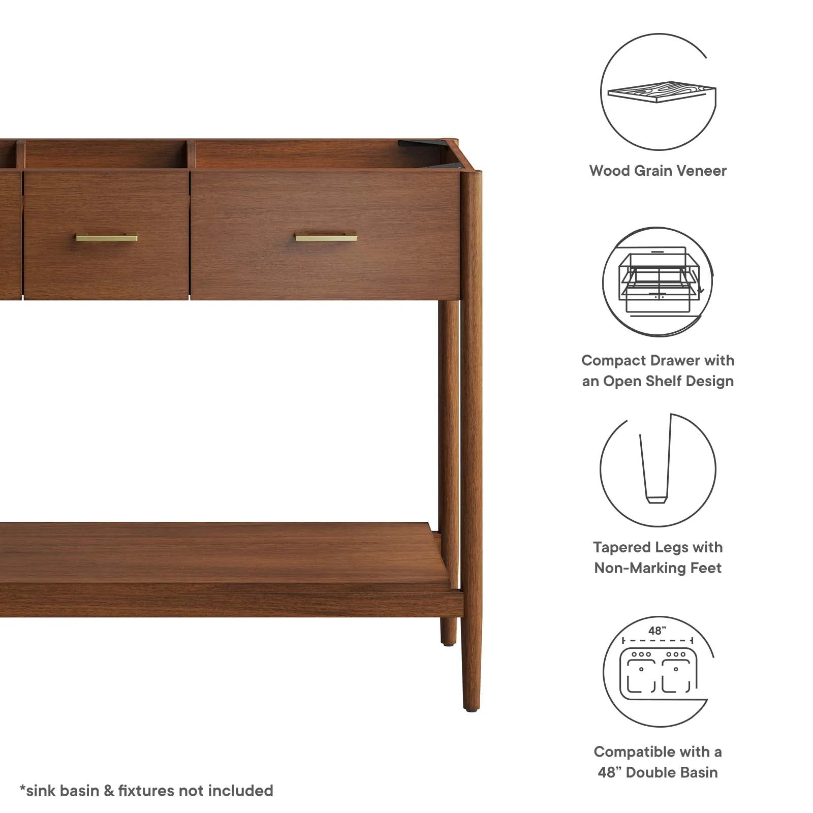Zaire 48" Double Sink Compatible Bathroom Vanity Cabinet (Sink Basin Not Included)